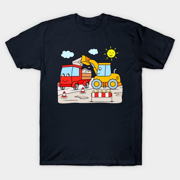 Digger and Truck for Boys and Girls T-Shirt by samshirts